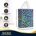 3 x Nush Nush Leopard Print Gift Bags with Handles - Medium Size, 6 Pack in 3 Iridescent Holographic Colors - Reusable Cheetah Gift Bag for Safari Party Favors, Jungle Theme, Girl Parties