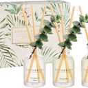 COCORRNA Eucalyptus Reed Diffuser Set of 3 - Eucalyptus & Moss, Clean Linen, Ocean Mist Scents, 1.7 fl oz Each, Total 5.1 oz, Scented Oil Diffusers for Home & Office