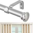 TONIAL Curtain Rod 32 to 115 Inch(2.6-9.6ft), Telescoping Splicing 3/4 Drapery Rods for Windows 83 to 110 Inch(6.9-9.1ft), Decorative Single Rod with Small Cap Finial, Silver