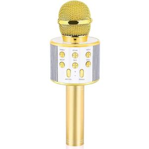 Gifts for 4 5 6 7 8 9 10 11 12 Year Old Girls, Handheld Karaoke Microphone for Kids Fun Toys for 4-13 Year Old Girls Birthday Gifts for 5-13 Year Old Girls Boys Teens - Gold
