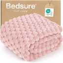 Bedsure Pink Throw Blanket for Couch - 350GSM Fluffy Plush Bubble Blanket for Bed Home Room Decor, GentleSoft Cute Fleece Soft Cozy Gifts for Women Girls, 50x60 Inches