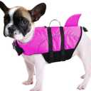 Ripstop Dog Life Jacket Shark Life Vest for Dogs, Safety Lifesaver with High Buoyancy and Lift Handle for Small and Medium BreedsRose Red M