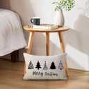 ULOVE LOVE YOURSELF Farmhouse Winter Holiday Throw Pillow Covers Winter Deer/Xmas Trees Lumbar Cushion Covers 1220 for Sofa Couch Porch Decor (Black)