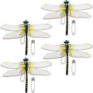 3 x 4 Pack Dragonfly Clip,Fake Dragonflies, Humming Bird Stakes Fake, Plastics Dragonfly for Garden Stakes Decor Yard Ornaments for Hat,Deer and Horse,Fly Scare Devices for Indoor Outdoor (4pck)