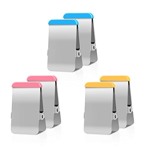 Chip Clips Heavy Duty, 12 Pack Chip Bag Clip with Colored Silicone, Stainless Steel Bag Clips for Food Snack, Flat Metal Clamp for Office Kitchen