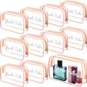 Amylove 10 Pcs Bridesmaid Makeup Bag for Bridal Party Gifts Clear Makeup Bags Toiletry Bridesmaid Proposal Gift Cosmetic travel Cosmetic Bag for Wedding Bachelorette Party Favor(Pink)