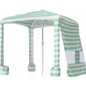 AMMSUN Beach Cabana, 6.5'6.5' Beach Canopy, Easy Set up and Take Down, Cabana Tent with Sand Pockets, Instant Sun Shade with Side Wall, Elegant Mint Stripes