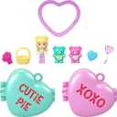 Polly Pocket x Sweethearts, Micro Doll & 2 Playsets with 7 Themed Accessories & Keychain Clip, Travel Toy, Partnership Compact