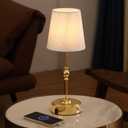 MEIXISUE Portables Cordless LED Table Lamp with Dimmer,Outdoor Gold Desk Lamp10000mAh Wireless Rechargeable Battery Nightstand Lamp for Bedroom Bedside Home Camping Balcony Bar RV,Decor