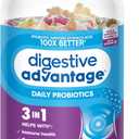 Digestive Advantage Probiotic Gummies For Digestive Health, Vitamin D, Daily Probiotics For Women &Men Occasional Bloating, Minor Abdominal Discomfort & Gut Health, 80ct Natural Fruit Flavors (EXP 05/05/26)