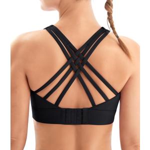 IUGA Sports Bras for Women High Support Large Bust High Impact Womens Sports Bras Strappy Padded Sports Bra (Black, XL)