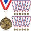 AmazingSpark 12/30/50/100 2" Metal Graduation Award Medals Bulk with Neck Ribbon End of Year Gold Honor Recognition Winner Medals Trophy Award Prize Gift for Grad Ceremony