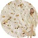 SeaRoomy Burritos Tortilla Blanket, Realistic Food Wrap Blanket Double Sided, Novelty Funny Tortilla Round Soft Blankets (Beige, 47 inches)