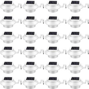 Yinder 24 Pcs Gutter Light Solar Powered, Outdoor Fence Light, White