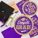 Graduation Plates and Napkins 2026,200pcs Purple and Gold Graduation Decorations 2026 Disposable Congrats Grad Paper Plates for Class of 2026 Graduation Purple and Gold Party Supplies ,Serve 50