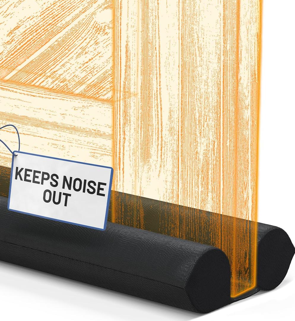 Everlasting Comfort 2 Sided Door Draft Stopper for Bottom of Door - Keeps Cold Air in & Heat Out, 100% Sound Proofing Strip Gap Filler, Quick Install Noise Blocker Sweep for Home - Fits 30"- 36" W