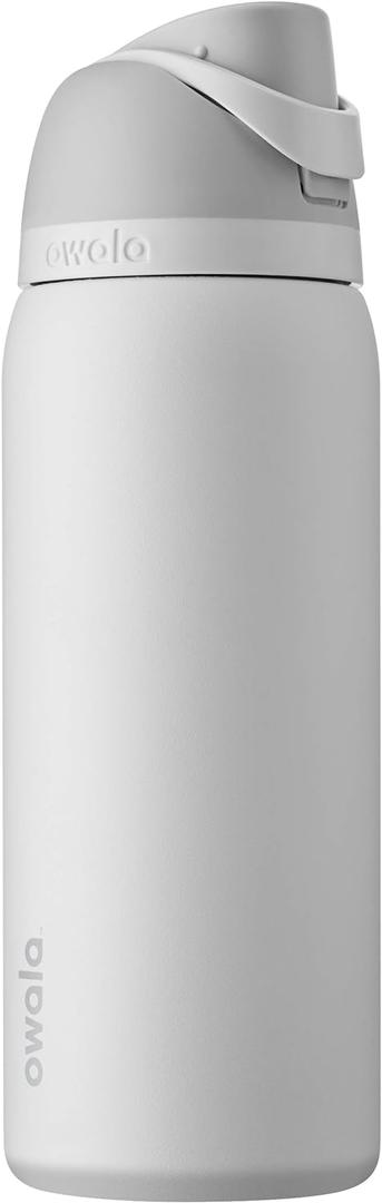 FreeSip Insulated Stainless Steel Water Bottle with Straw for Sports, Travel, and School BPA-Free Sports Water Bottle, 32 oz, Shy Marshmallow (32 Ounces)