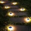 DetarZinLED Solar Step Lights Outdoor Waterproof, 4 Pack Warm White Flat Lights Solar Powered for Outside Stair, Deck, Dock, Pathway, Driveway, Ground