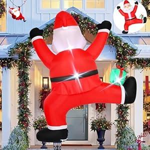 Christmas Inflatable Outdoor Decoration, 6 FT Giant Christmas Decor Blow Up, Hanging Santa Claus Inflatables with Built-in LEDs for Indoor Yard Garden Window New Years Decorations