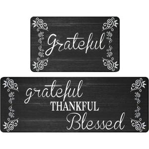 Anti Fatigue Kitchen Mats for Floor 2 Piece Set Non Slip Farmhouse Kitchen Rug Set Waterproof Cushioned Kitchen Rugs and Mats Comfort Standing Desk Mat for Office,Home,Laundry Room, Size:17"x48"+17"x28"