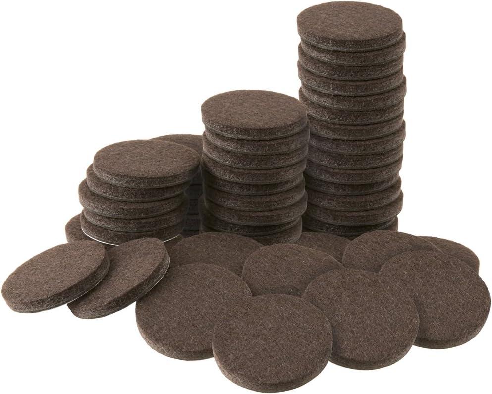 SoftTouch 1" Round Felt Pads  Heavy Duty Self-Stick Furniture Floor Protectors for Hardwood, Tile & Laminate  Scratch & Noise Reducing Pads, Brown, 48 Pack