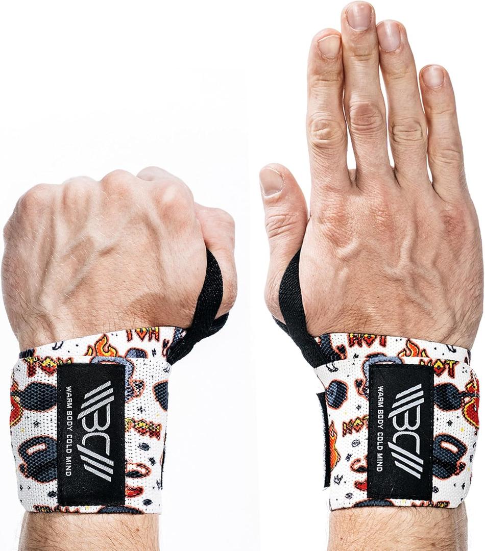 WARM BODY COLD MIND - Weightlifting Wrist Wraps for Cross Training, Powerlifting, Deadlift, Gym, Workout, Exercises & Fitness, Heavy-Duty Wrist Support, Thumb Loop (12" Red Chili)