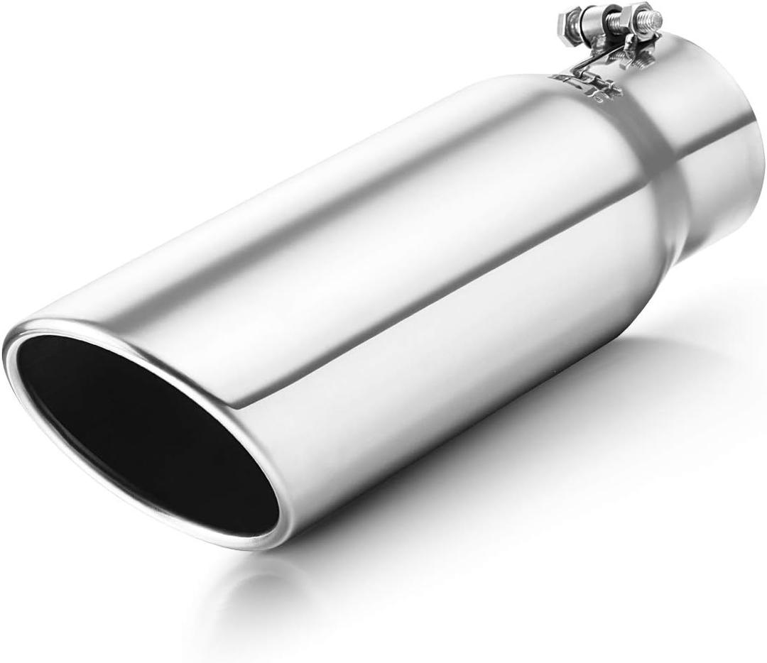 A-KARCK Exhaust Tip 3 Inch Inlet, Bolt On 3" Inlet 4" Outlet 12" Long Exhaust Tip Stainless Steel Polished Finish For Tailpipe