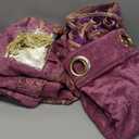 Amidoudou 1 Pair European Luxury Embroidered Curtains for Living Room Bedroom Chenille Curtains (Purple,63x96 Inch)