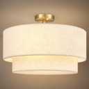 Hamilyeah 20 Inch Drum Flush Mount Ceiling Light Gold, 4-Light Double Layer