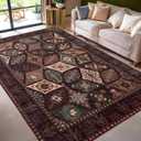 Moroccan Boho Floral Geometric Patchwork Washable 8x10 Large Rug
Vintage Distressed Non Slip Throw Carpet for Bedroom Livingroom Kitchen Hallway Entryway Office Dining Room Docer, Brown