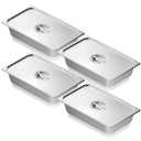 VEVOR 4 Pack Hotel Pans, Full Size Anti-Jam Steam Pan with Lid, 0.8mm Thick Stainless Steel Steam Table Pan, 4-Inch Deep Commercial Table Pan, Catering Storage Food Pan, for Industrial & Scientific