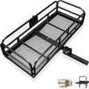 Hitch Mount Cargo Carrier Basket 500 LBS Folding Vehicle Cargo Baskets 60" x 24" x 14" Fits 2" Receiver with 2" Hitch Stabilizer for SUV, Pickup Truck, Trailer