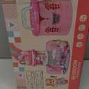 deAO Doll House for Girls Portable Playset Dollhouse Castle Kids Pretend Play with 2 Doll Toy Figures,Living Room,Bedroom,Balcony & Accessories for 3 to 7 Year Olds Kids (Pink)