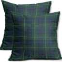 Christmas Plaid Pillow Covers 18x18 Set of 2 Blue Forest Green Buffalo Checkered Xmas Holiday Winter Decorative Outdoor Pillowcases Rustic Farmhouse Throw Cushion Case Decor for Couch Sofa Bed