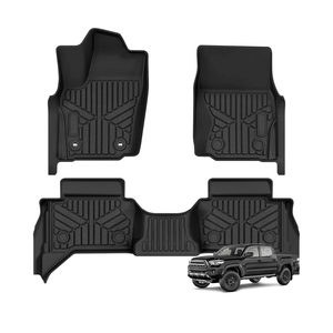 AUTOSAVER88 Floor Mats Fit for 2025 Toyota Tacoma Double Cab, All Weather TPE Floor Liners Custom Fit for 2024 Tacoma Automatic Transmission Non Hybrid, Front&Rear 2 Row Car Mats Accessories, Black