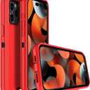 MXX Heavy Duty Made for iPhone 15 pro Max Case with Tempered Glass Screen, Camera Lens Protector 3-Layer Full Body Protection Shockproof Dustproof Cover for 15 pro Max Phone Case 6.7" (Red/Black)