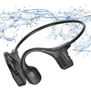 Bone conduction headphones swimming underwater IPX8 waterproof headsets bluetooth wireless built in 32GB MP3 player multi-point connection magnetic charging 240mAh large battery for 12 Hrs playtime