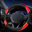 Soft Leather Steering Wheel Cover with Breathable Design and Anti-Slip Grip, Specially Designed for 14.5-15.2 inch Circular Steering Wheels