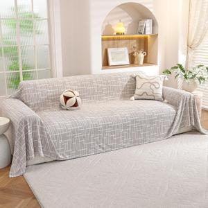 Couch Covers for Dogs, 78"x118", Washable Sofa Covers for 3 Cushion Couch, L Shaped Couch Cover Multi-Use, Non Slip Sofa Slipcovers for Living Room, Couch Cover Blanket, Light Grey