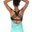 icyzone Women's Open Back Workout Athletic Yoga Tank Tops with Built in Bra, S