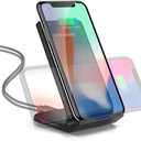Wireless Charging Station,15W Fast Wireless Charging Station with Sleep-Friendly Adaptive Light,Compatible with Samsung Galaxy, Google LG, etc（Black）