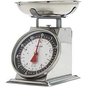 Taylor Mechanical Kitchen Food Scale with Bowl, Weighs Up to 11lbs, Measures in Grams and Ounces, Analog Cooking Scale for Baking, Black and Silver