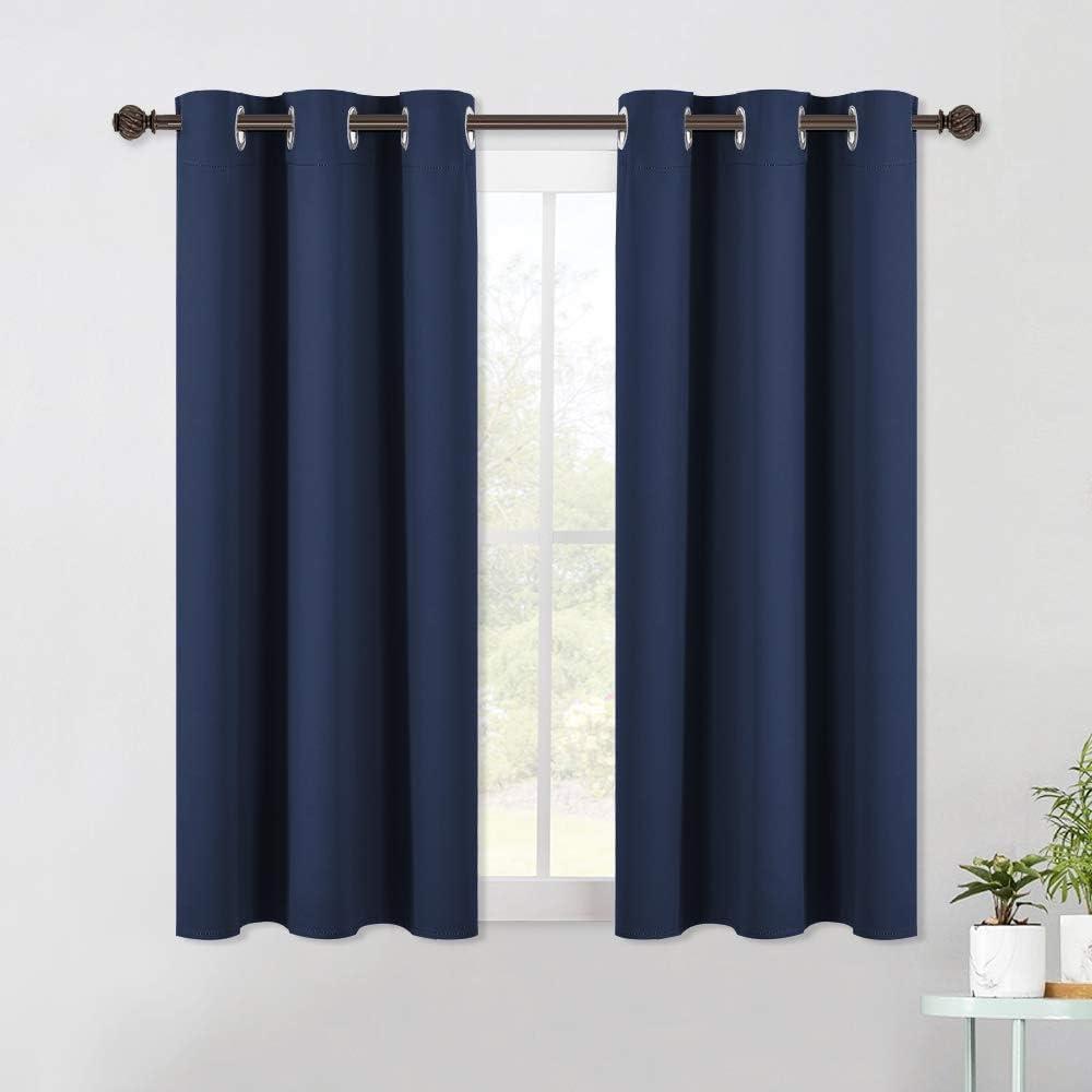 NICETOWN Living Room Blackout Curtain Panels, Window Treatment Energy Saving Thermal Insulated Solid Grommet Blackout Drapes/Draperies (Navy, 1 Pair, 42 by 54-Inch)