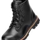 PAMEILA Steel Toe Boots for Women Men, Waterproof Lightweight Safety Work Boots Durability Composite toe Construction Shoes with 6" 38, Black 