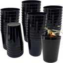 Stadium Cups, Reusable Plastic Tumblers, 16 Pack (Black)