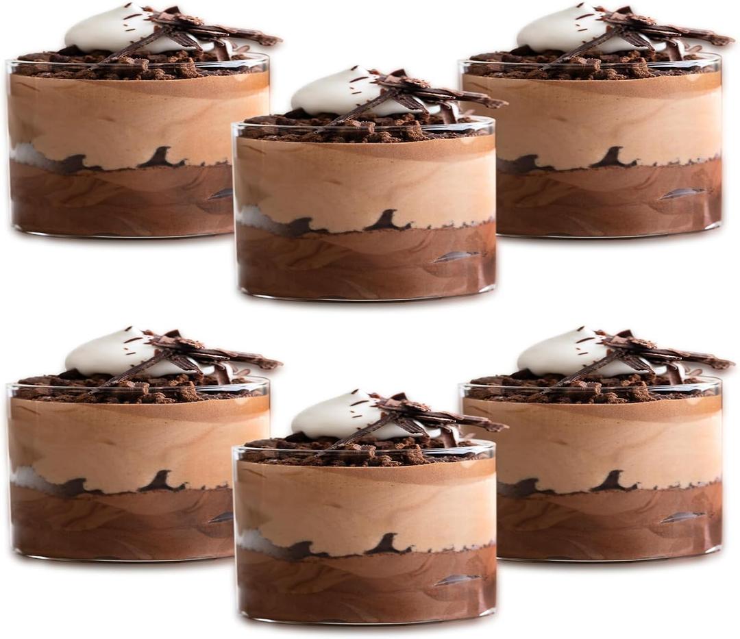 6 Oz Small Glass Bowls - Clear Dessert Cups & Serving Dips & Sauce - Microwave & Dishwasher Safe - Set of 6