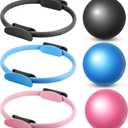 Zomiboo 6 Pcs Pilates Rings and Mini Exercise Balls 14 Inch Magic Circle with Lightweight Padded Handles 9.5 Inch Workout Ball for Women Stability, Barre, Yoga, Core Training and Physical Therapy