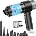 JONYJ Handheld Car Vacuum Cleaner, 16000PA Hand Held Vacuum Portable Cordless, 2 in 1 Air Duster and Vacuum Cleaner with LED Light, Multi-Nozzles, 120W High Power Mini Vacuum for Home, Pet, Office (Black & Silver)