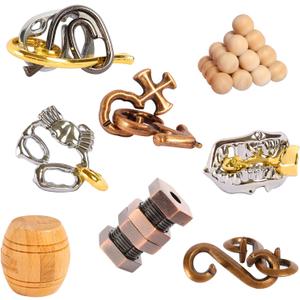 8 Pieces IQ Logic Training Brain Teaser Puzzles for Adults and Kids Family Games Party Favor Coffee Time Challenging Assembly and Disassembly Desk Toys