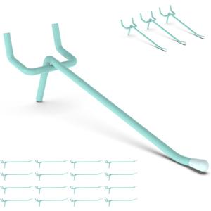 HUHOLE Pegboard Hooks 4 Inch 50PC, Blue Peg Board Hooks, Fit 1/4" or 1/8" Pegboard, Ideal Peg Board Organizer Accessories for Garage Tool Organization, Wall Storage (Blue, 4 Inch)